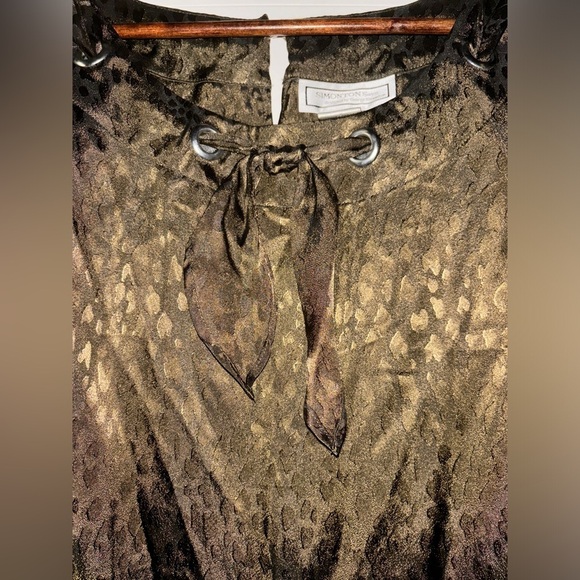 Vintage Simonton By George Simonton Women 2X Animal Print Blouse Office Work - Picture 4 of 7